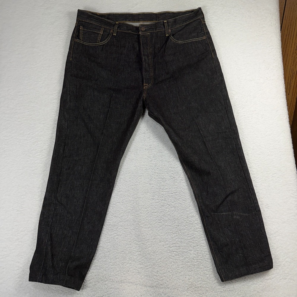 Levi's 501 Jeans Shrink To Fit Mens 42x32 (41x28.5) Black Wash Denim 100% Cotton